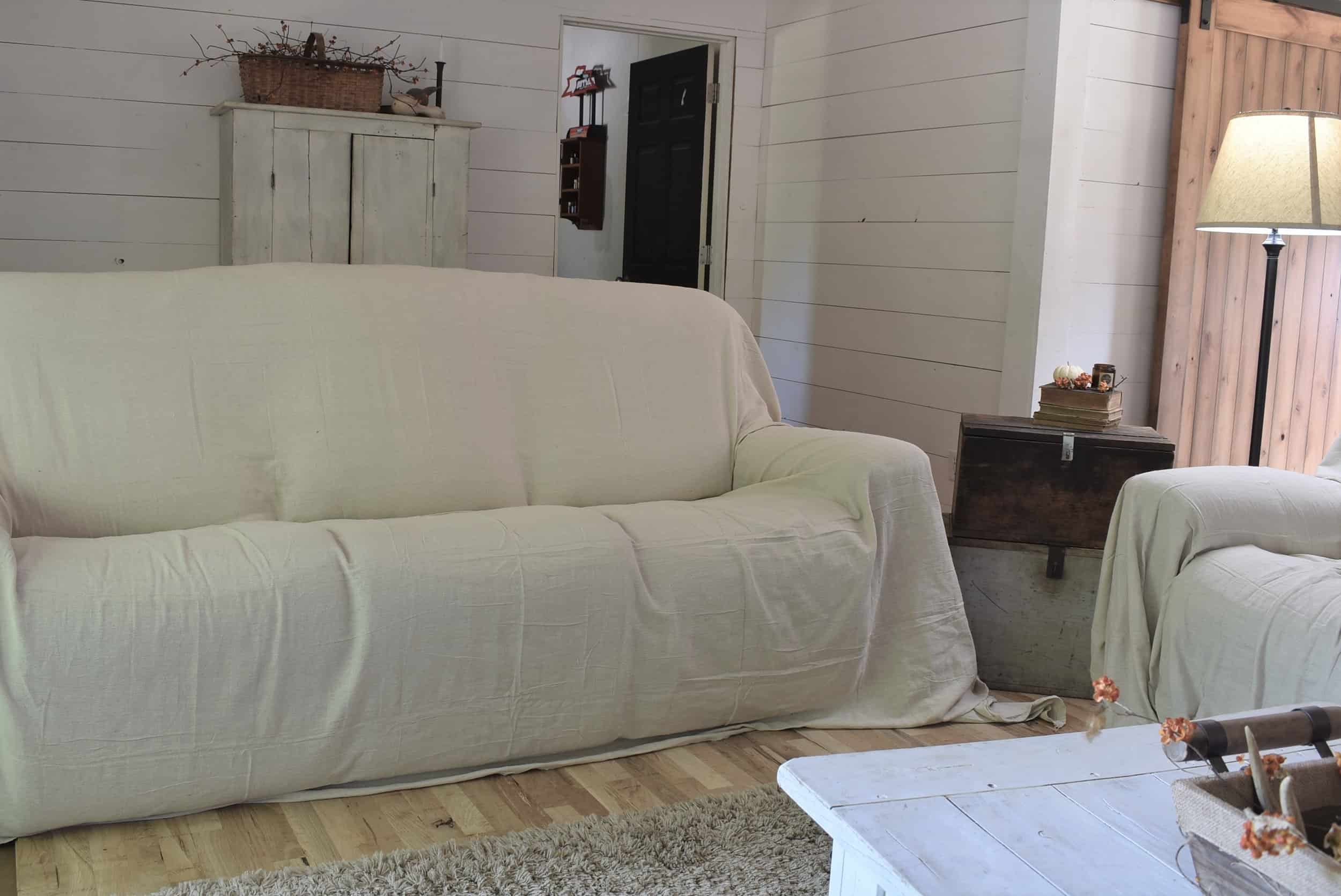 Drop Cloth Covered Couch Cover - Rocky Hedge Farm