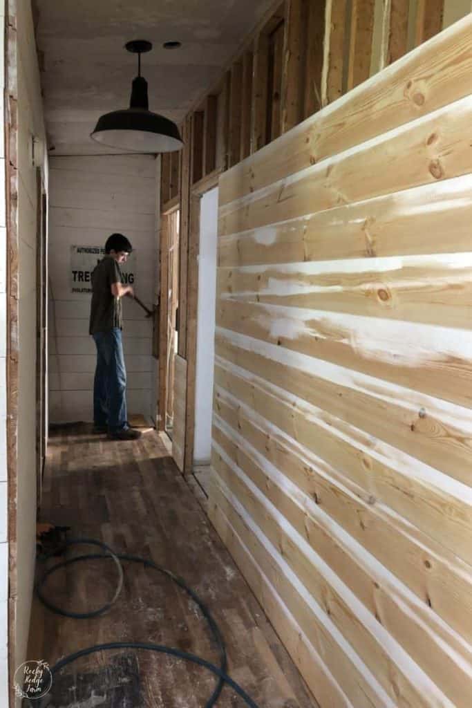 Installing shiplap on wall