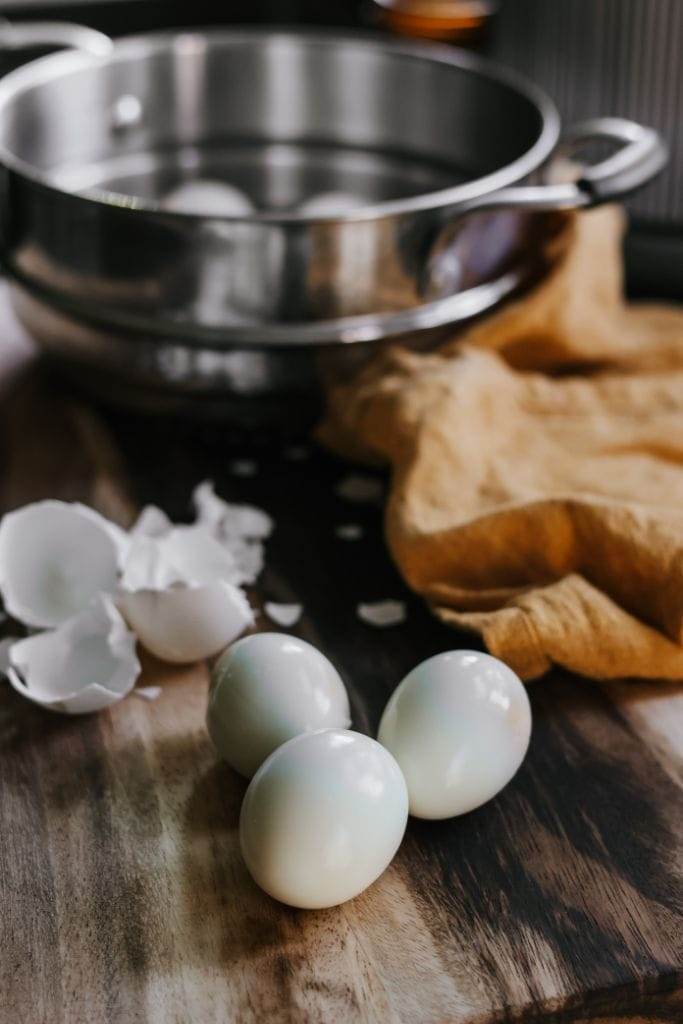 Perfectly peeled farm-fresh hard-boiled eggs