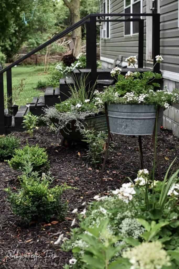 rustic garden washtub planter