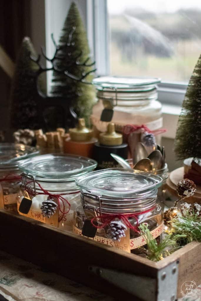 Ball Canning Jars filled hot chocolate toppings