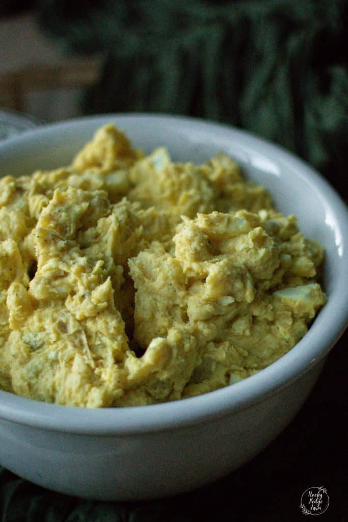 Bowl of mustard potato salad