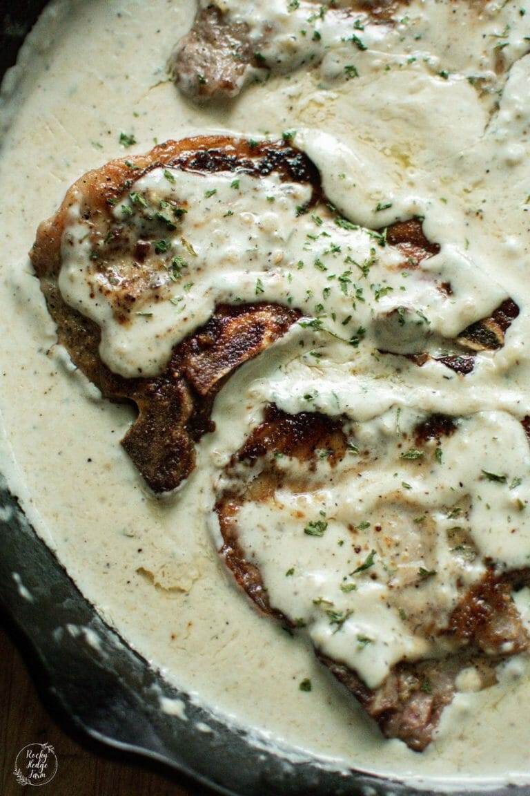 Cast Iron Skillet Pork Chops with Creamy Sauce