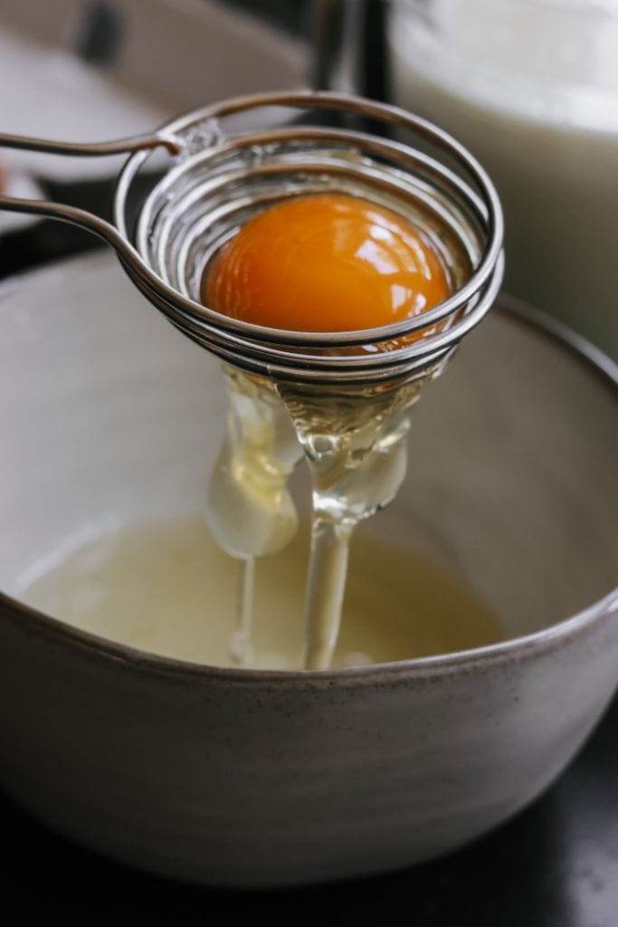 Separating the egg yolk and whites