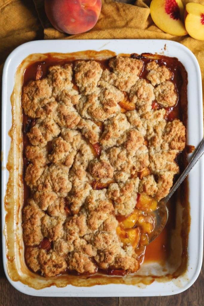 Peach cobbler with fresh peaches