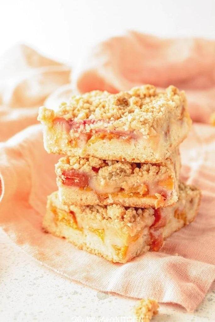 a stack of peach bars