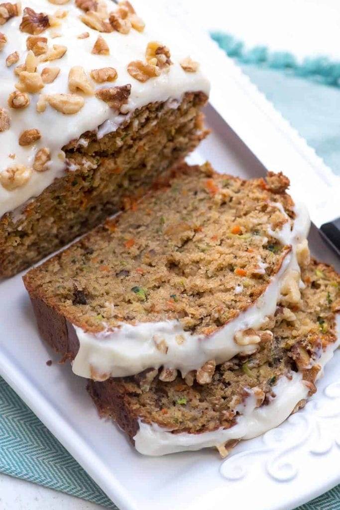 slice of carrot zucchini bread