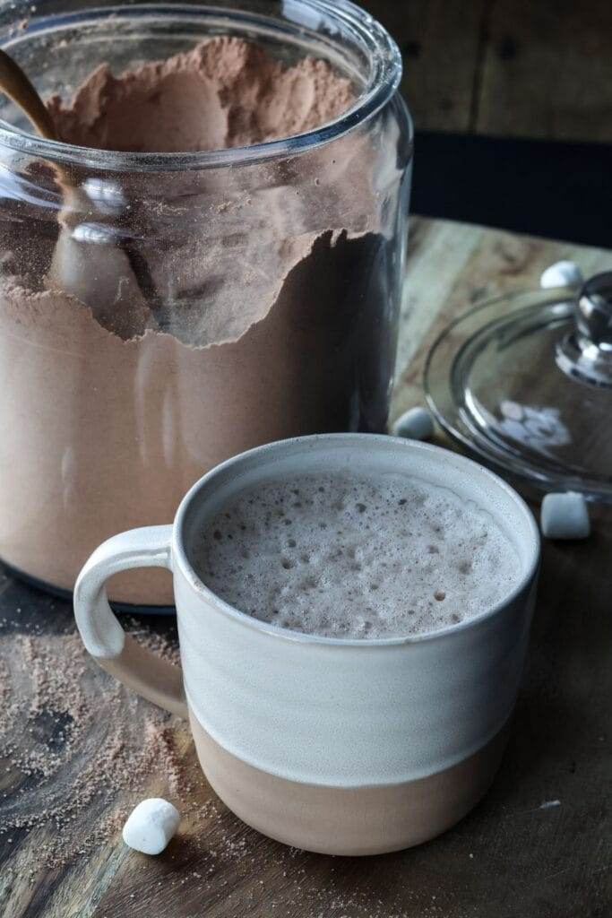 a cup of creamy hot chocolate made from homemade hot cocoa mix